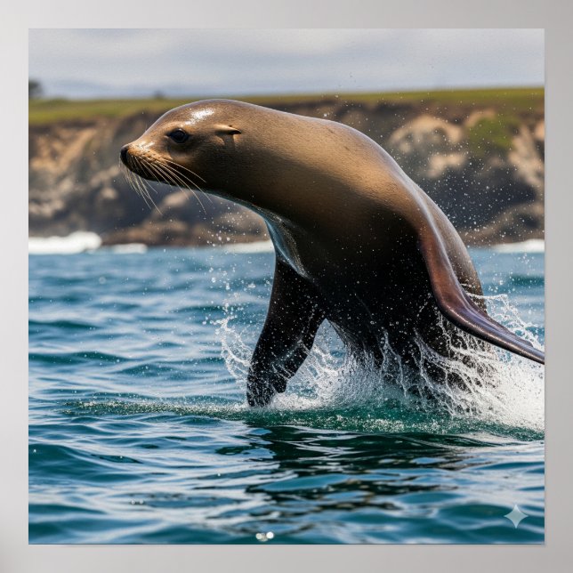 Breaching Sea Lion Poster (Front)