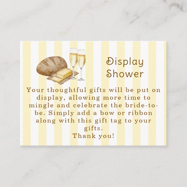 Bread and Butter Display No Wrap Bridal Shower Enclosure Card (Front)