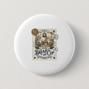 Bread And Cup Jesus Communion Christian Faith Vint 6 Cm Round Badge