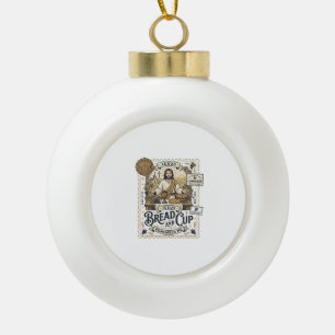 Bread And Cup Jesus Communion Christian Faith Vint Ceramic Ball Christmas Ornament