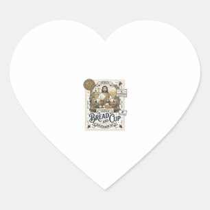 Bread And Cup Jesus Communion Christian Faith Vint Heart Sticker
