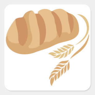 Bread and Wheat Square Sticker