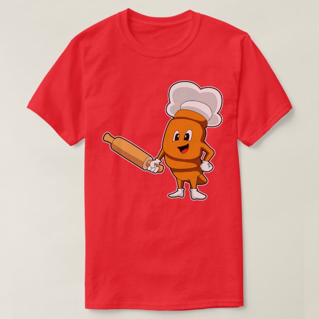 Bread as Cook with Rolling pin T-Shirt (Design Front)