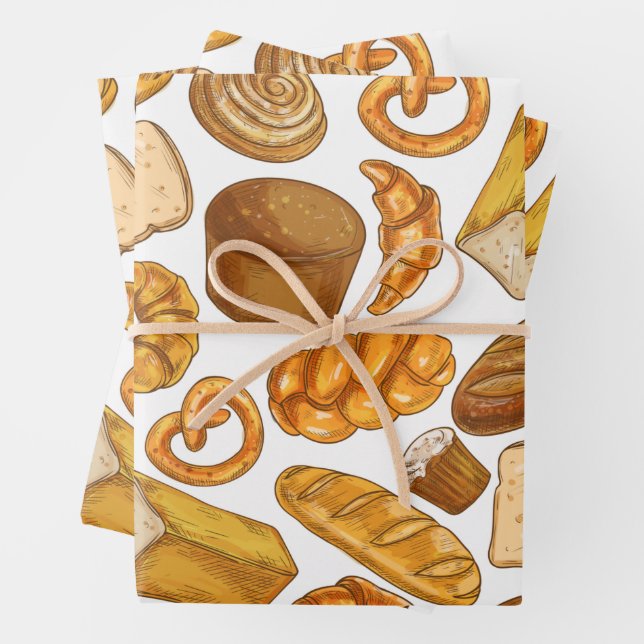 Bread Baker and Bakery Tiled Pattern  Wrapping Paper Sheet (In situ)