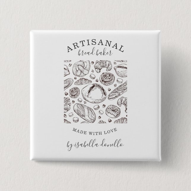 Bread Baker Baker 15 Cm Square Badge (Front)