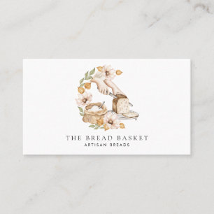 Bread Baker Bakery Watercolor Bread Floral Business Card