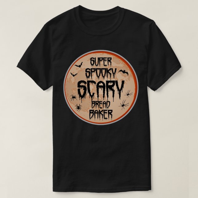 Bread Baker Halloween Scary Spooky Humour Moon Bat T-Shirt (Design Front)