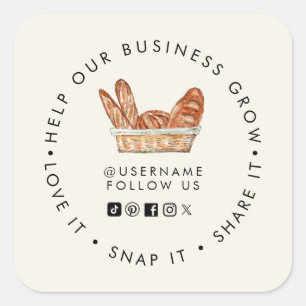 Bread Bakery Grow your Business Social media Square Sticker