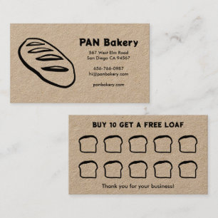 Bread Bakery Sourdough CUSTOM Hand-drawn Rewards  Loyalty Card