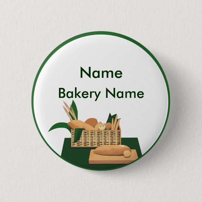 Bread Basket Bakery Name Tag Button (Front)