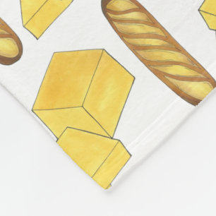 Bread Butter Baguette French Bakery Loaf Foodie Fleece Blanket