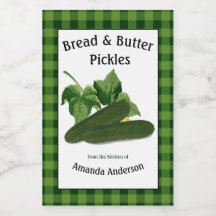 Bread & Butter Pickles Plaid V Food Label