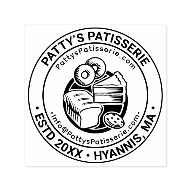 Bread Cake Baker Baker Business Name Loc URL Email Self-inking Stamp (Design)