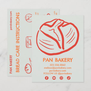BREAD Care Card Instructions Sourdough Bakery Card
