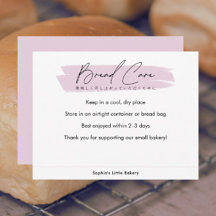 Bread Care Instructions Pink Simple Script Thank You Card