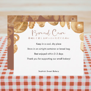 Bread Care Instructions Rustic Watercolor Thank You Card