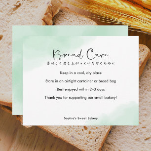 Bread Care Instructions Simple Green Watercolor Thank You Card