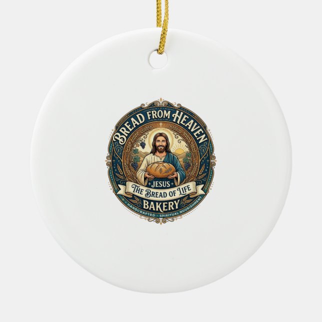 Bread From Heaven Jesus Bread Life Bakery Christia Ceramic Tree Decoration (Front)