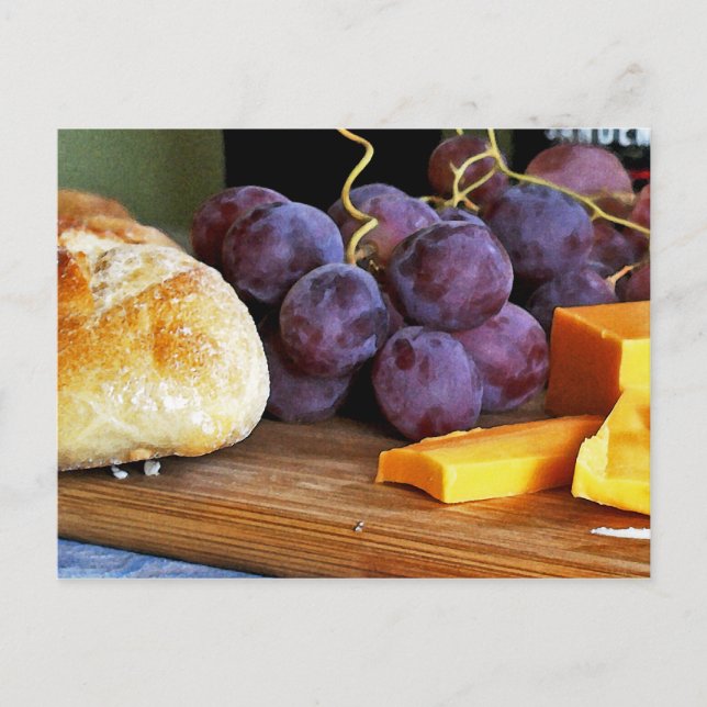 Bread Grapes Cheddar Cheese Still Life Postcard (Front)