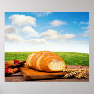 Bread in wheat field poster
