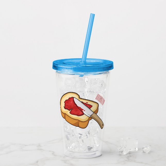 Bread & jam cartoon illustration acrylic tumbler (Back Ice)
