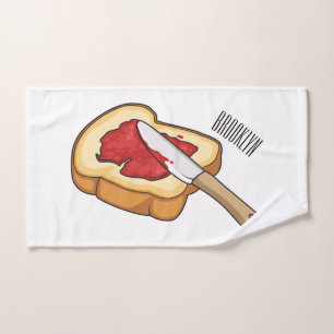Bread & jam cartoon illustration bath towel set