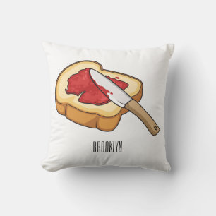 Bread & jam cartoon illustration cushion