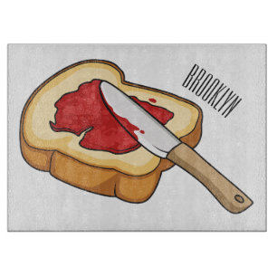 Bread & jam cartoon illustration cutting board
