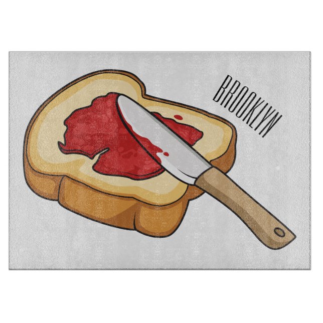 Bread & jam cartoon illustration  cutting board (Front)