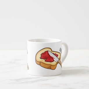 Bread & jam cartoon illustration espresso cup