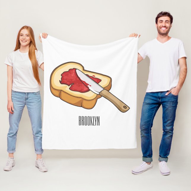 Bread & jam cartoon illustration fleece blanket (In Situ)