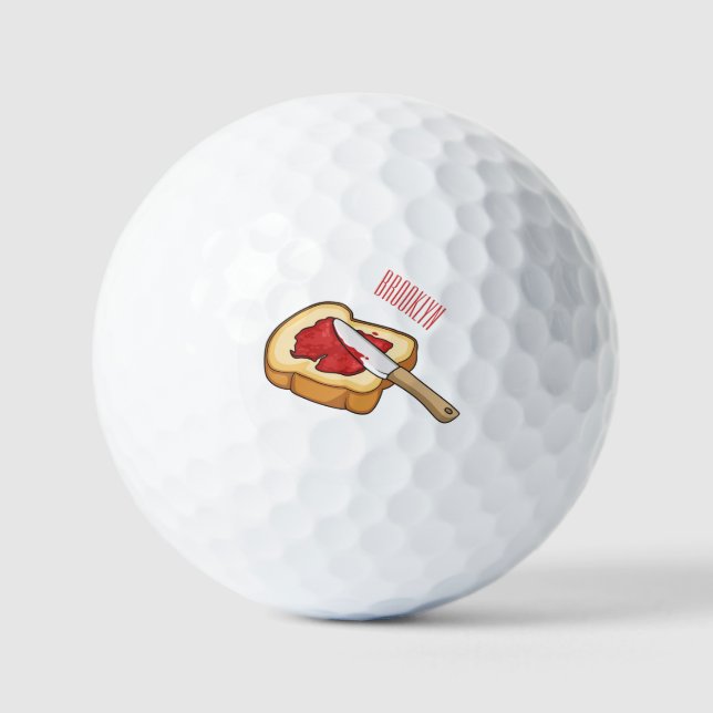 Bread & jam cartoon illustration  golf balls (Front)