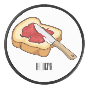Bread & jam cartoon illustration hockey puck