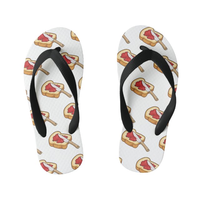 Bread & jam cartoon illustration kid's flip flops (Footbed)