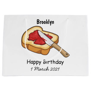 Bread & jam cartoon illustration large gift bag