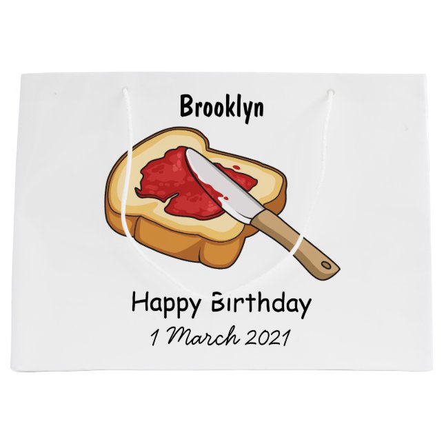 Bread & jam cartoon illustration large gift bag (Front)