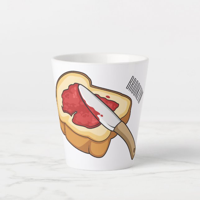 Bread & jam cartoon illustration  latte mug (Front)