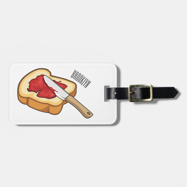 Bread & jam cartoon illustration luggage tag (Front Horizontal)