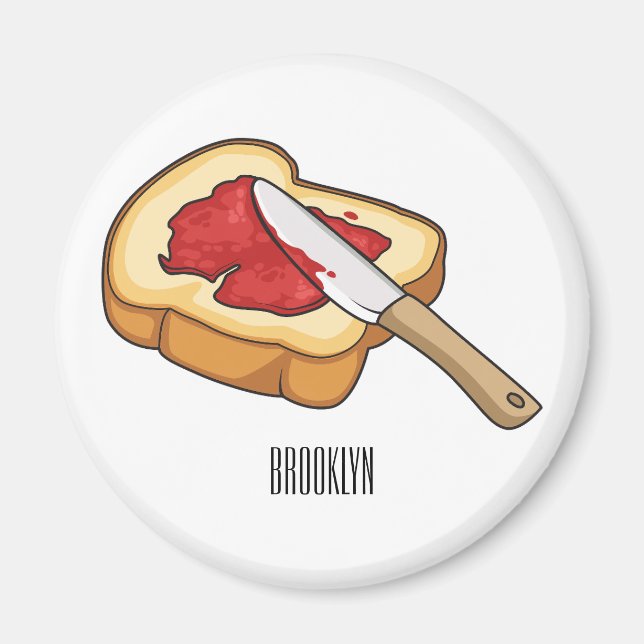Bread & jam cartoon illustration magnet (Front)