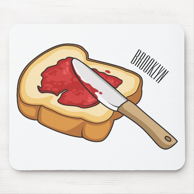 Bread & jam cartoon illustration mouse mat (Front)