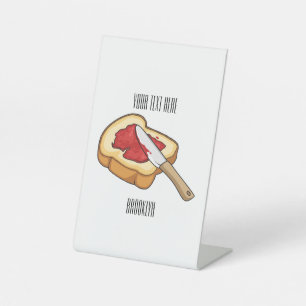 Bread & jam cartoon illustration pedestal sign