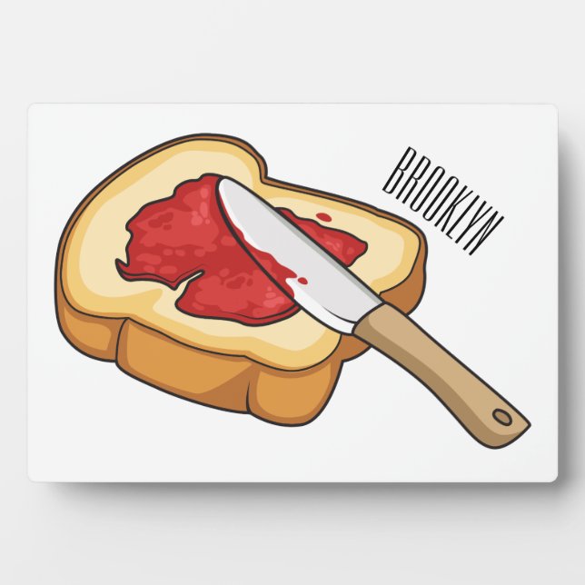 Bread & jam cartoon illustration plaque (Front)