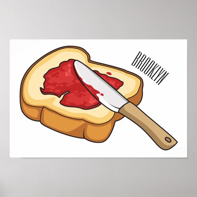 Bread & jam cartoon illustration  poster (Front)