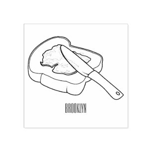 Bread & jam cartoon illustration rubber stamp