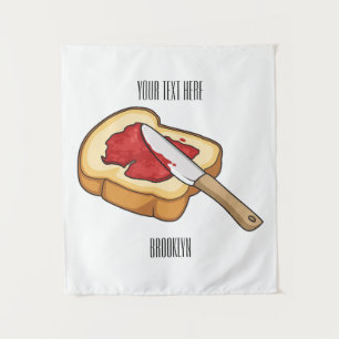 Bread & jam cartoon illustration  tapestry