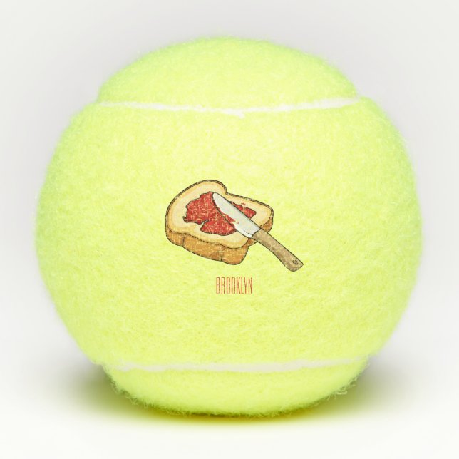 Bread & jam cartoon illustration   tennis balls (Front)