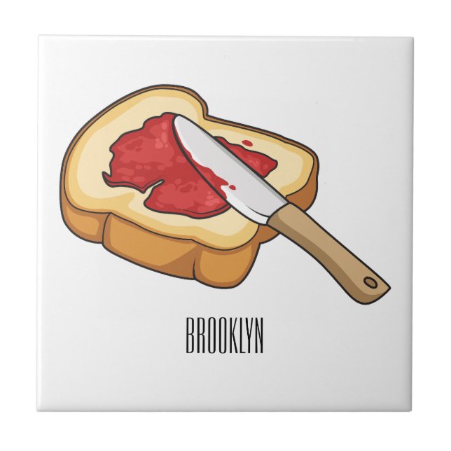Bread & jam cartoon illustration  tile (Front)
