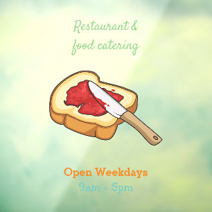 Bread & jam cartoon illustration window cling