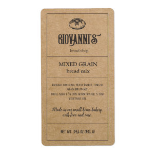 Bread Label Brown Kraft Paper Bakery