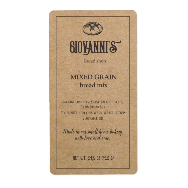Bread Label Brown Kraft Paper Bakery (Front)